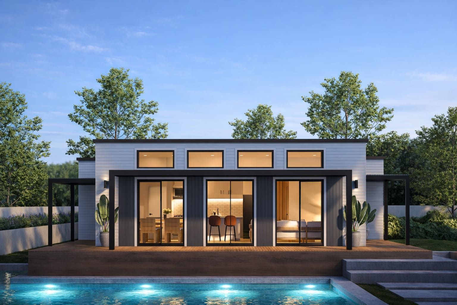 The Navajo 1200 — 1,200 sq ft Full-Size Modern Yard Income Home $235,870
