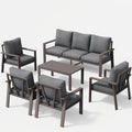 Aluminum Patio Furniture Set, Contemporary Outdoor Couch Set, Aluminum Patio Conversation Set, Gray