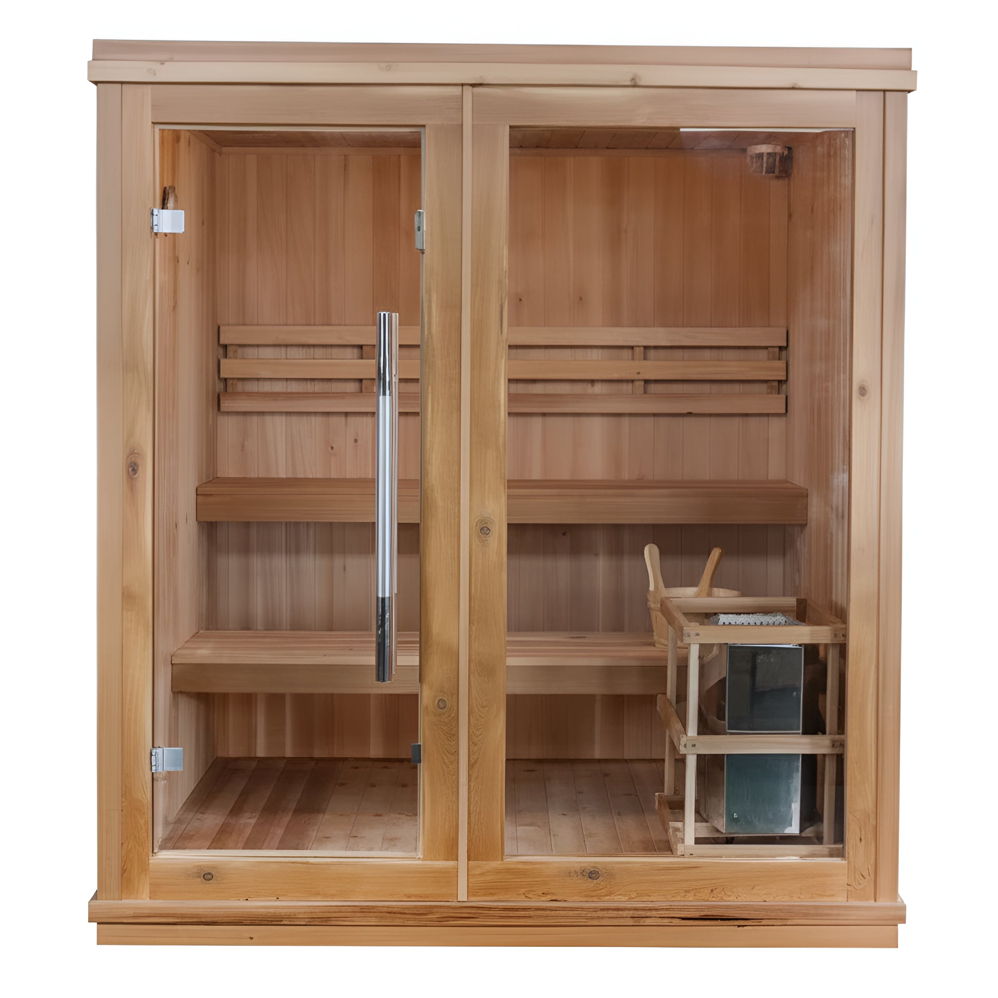 4-Person Traditional Indoor Sauna with Double Bench