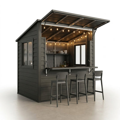 Outdoor Entertainment Shed Built for Storage and Hosting, Weather Resistant, Dual Function, Permit Required