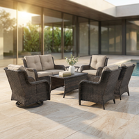 8 Pieces Patio Furniture Sets with Swivel Rocking Chairs,High-Back Rattan Patio Outdoor Conversation Set with 2-Seat Sofa & Coffee Table for Porch Deck Backyard Poolside — Studio Shot