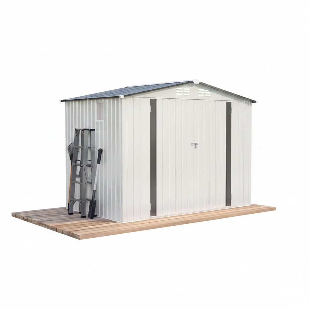 8X6FT (48 Sq Ft) Outdoor Gray Metal Storage Shed for Garden, Backyard, Patio, Sundries and Bike Storage