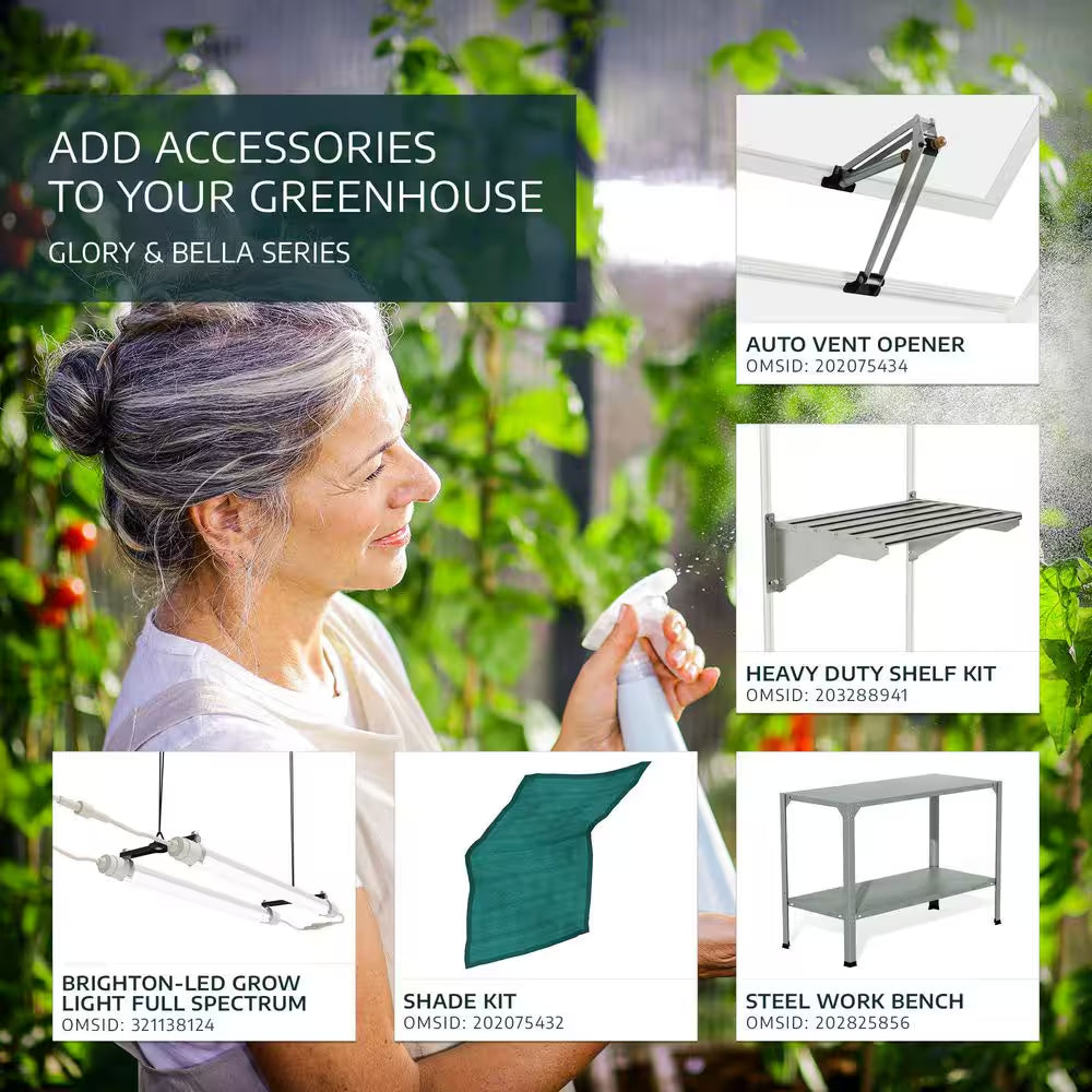 Bella 8 Ft. X 8 Ft. Silver/Diffused Polycarbonate DIY Greenhouse Kit
