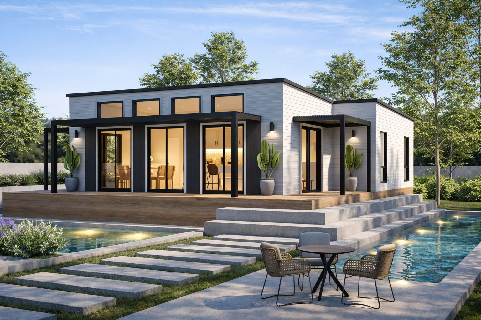 The Navajo 1200 — 1,200 sq ft Full-Size Modern Yard Income Home $235,870