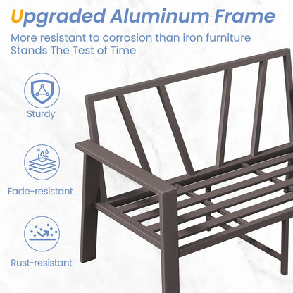 Aluminum Patio Furniture Set, Contemporary Outdoor Couch Set, Aluminum Patio Conversation Set, Gray