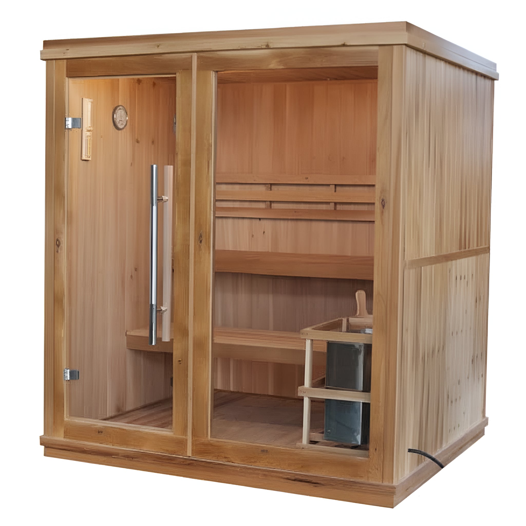 4-Person Traditional Indoor Sauna with Double Bench